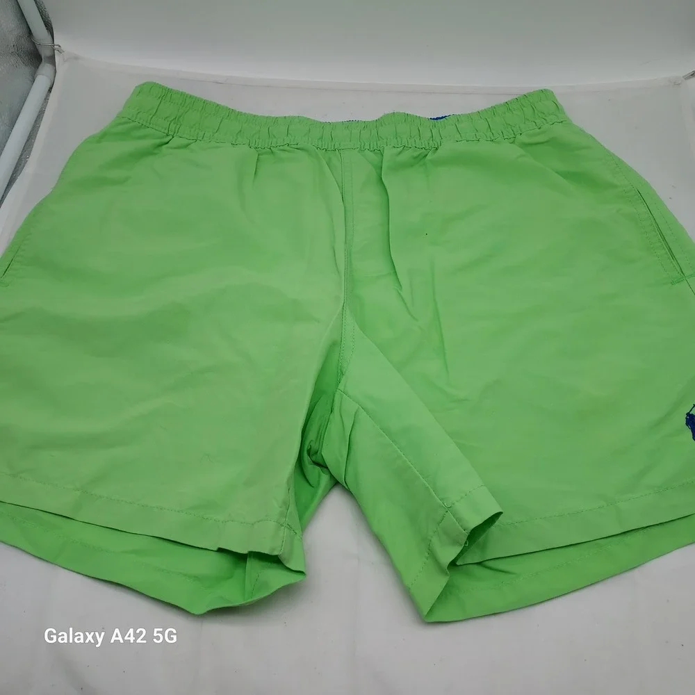 Polo Ralph Lauren Mens Lime Green Swim Trunks Mesh Lined‎ Board Shorts Size M
